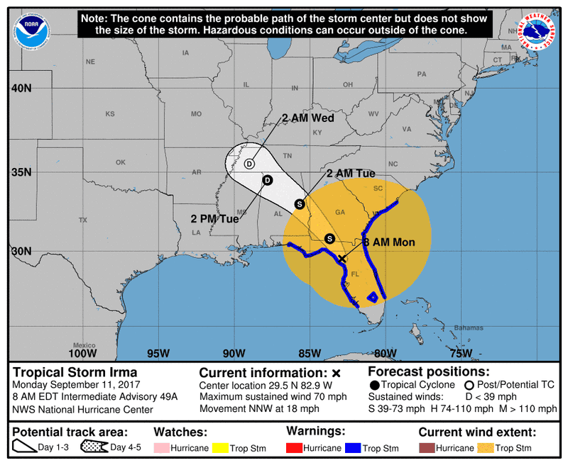 Illustration for article titled Irma Weakens to a Tropical Storm, But Danger Persists